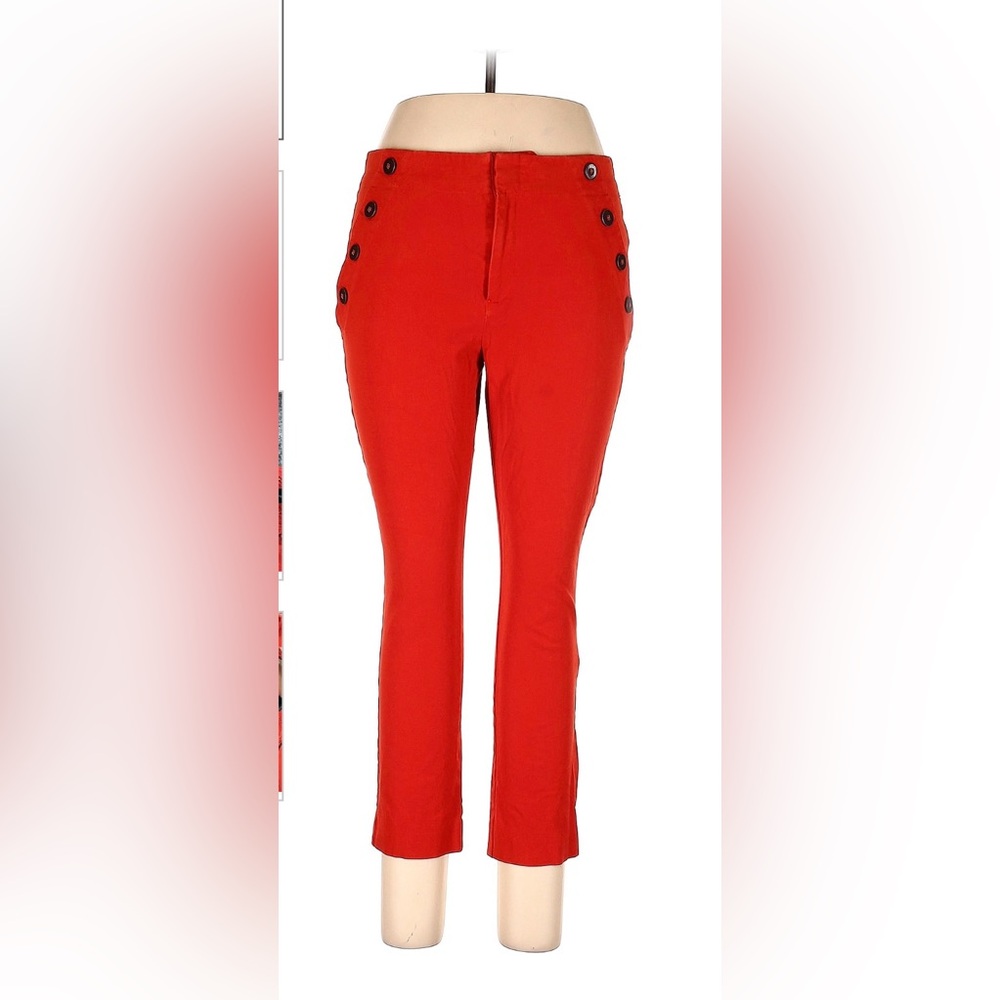 Anthropologie “the slim flare” red cotton sailor button crop pants